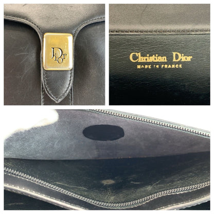 Dior Vintage Black Gold Leather Shoulder Bag — view 3