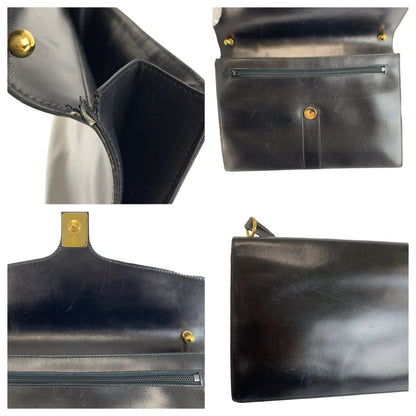 Dior Vintage Black Gold Leather Shoulder Bag — view 5
