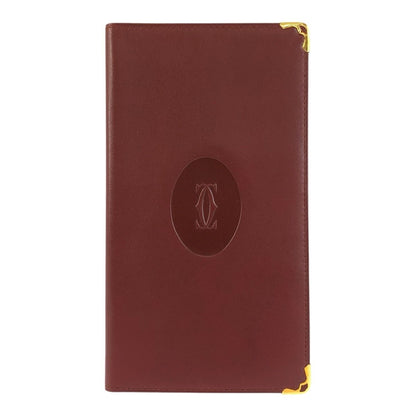 Cartier Vintage Must Line Bordeaux Gold Leather Wallet Billfold