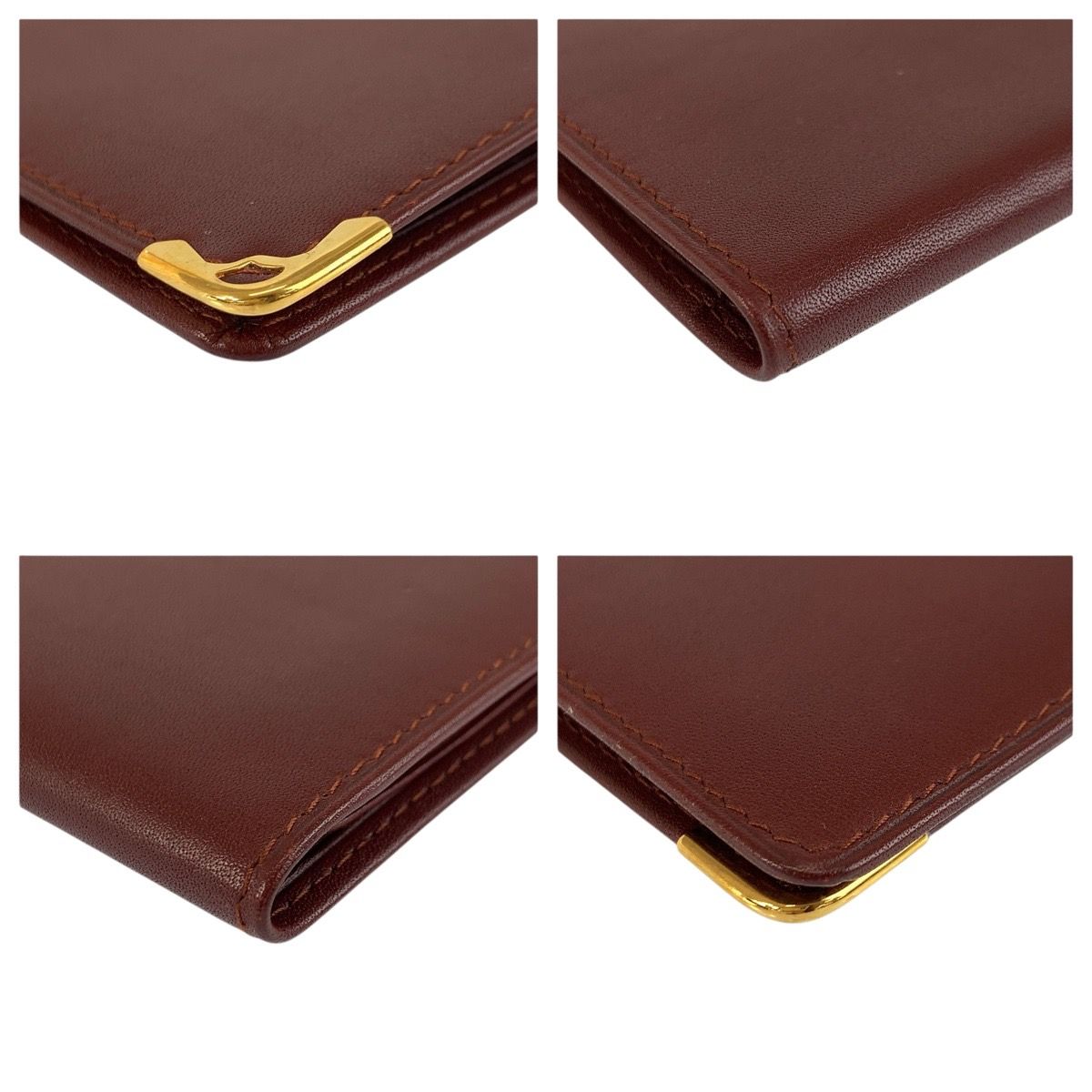 Cartier Vintage Must Line Bordeaux Gold Leather Wallet Billfold — view 8