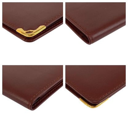 Cartier Vintage Must Line Bordeaux Gold Leather Wallet Billfold — view 8