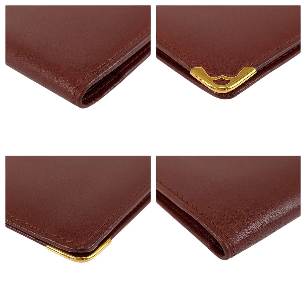 Cartier Vintage Must Line Bordeaux Gold Leather Wallet Billfold — view 7