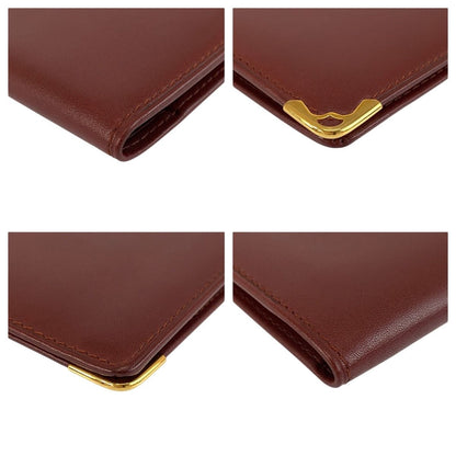 Cartier Vintage Must Line Bordeaux Gold Leather Wallet Billfold — view 7