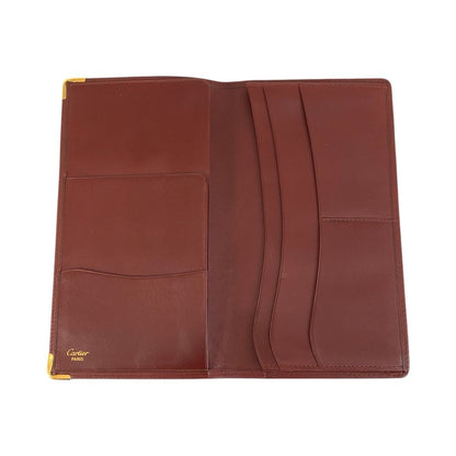 Cartier Vintage Must Line Bordeaux Gold Leather Wallet Billfold — view 4