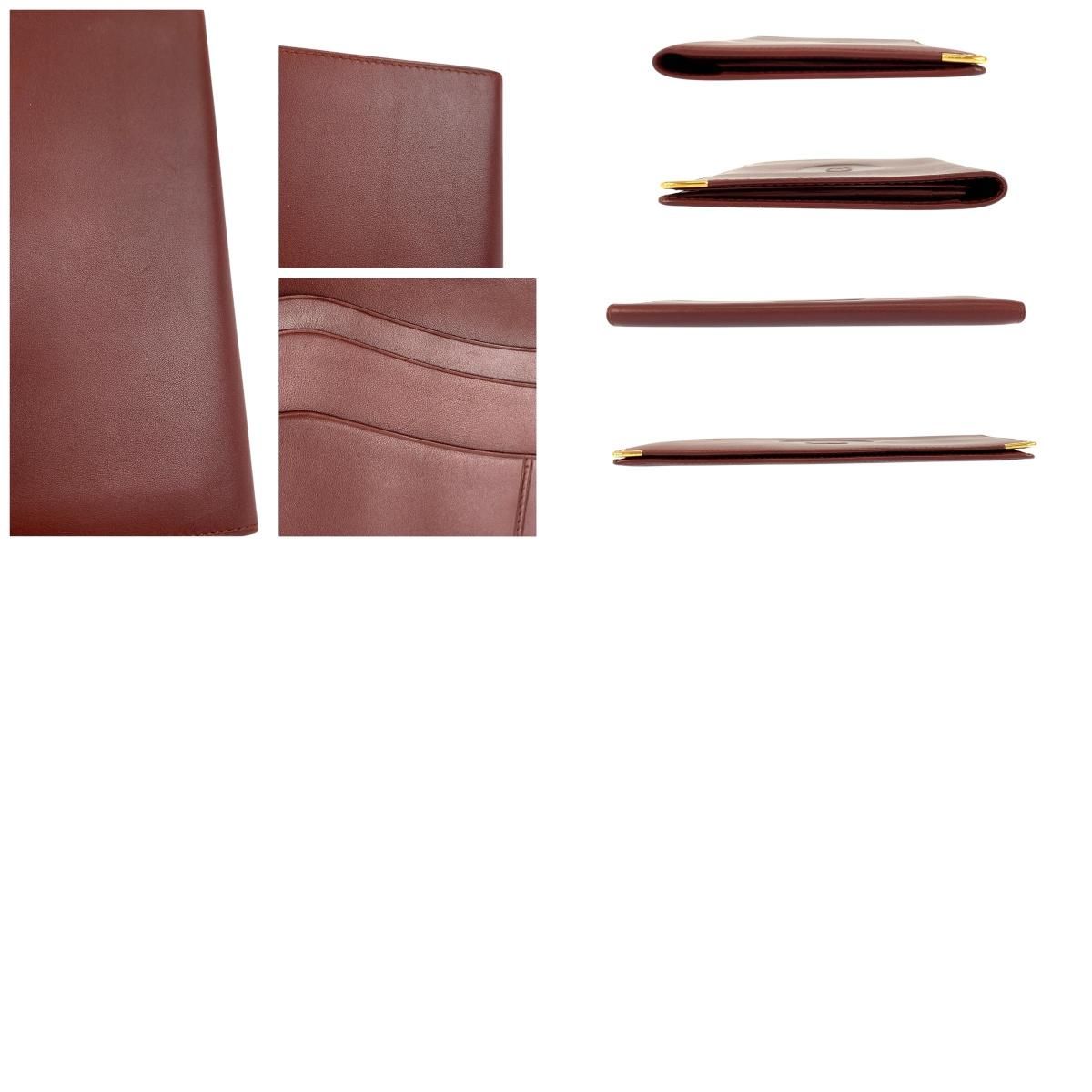 Cartier Vintage Must Line Bordeaux Gold Leather Wallet Billfold — view 9