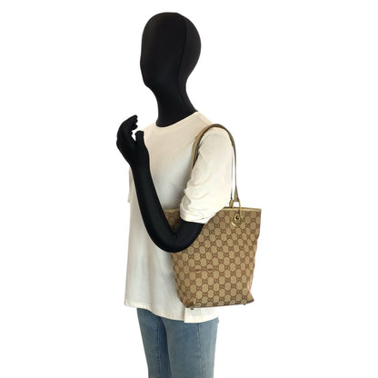 Gucci Beige Ivory Gold GG Canvas Leather Tote Shoulder Bag — view 7