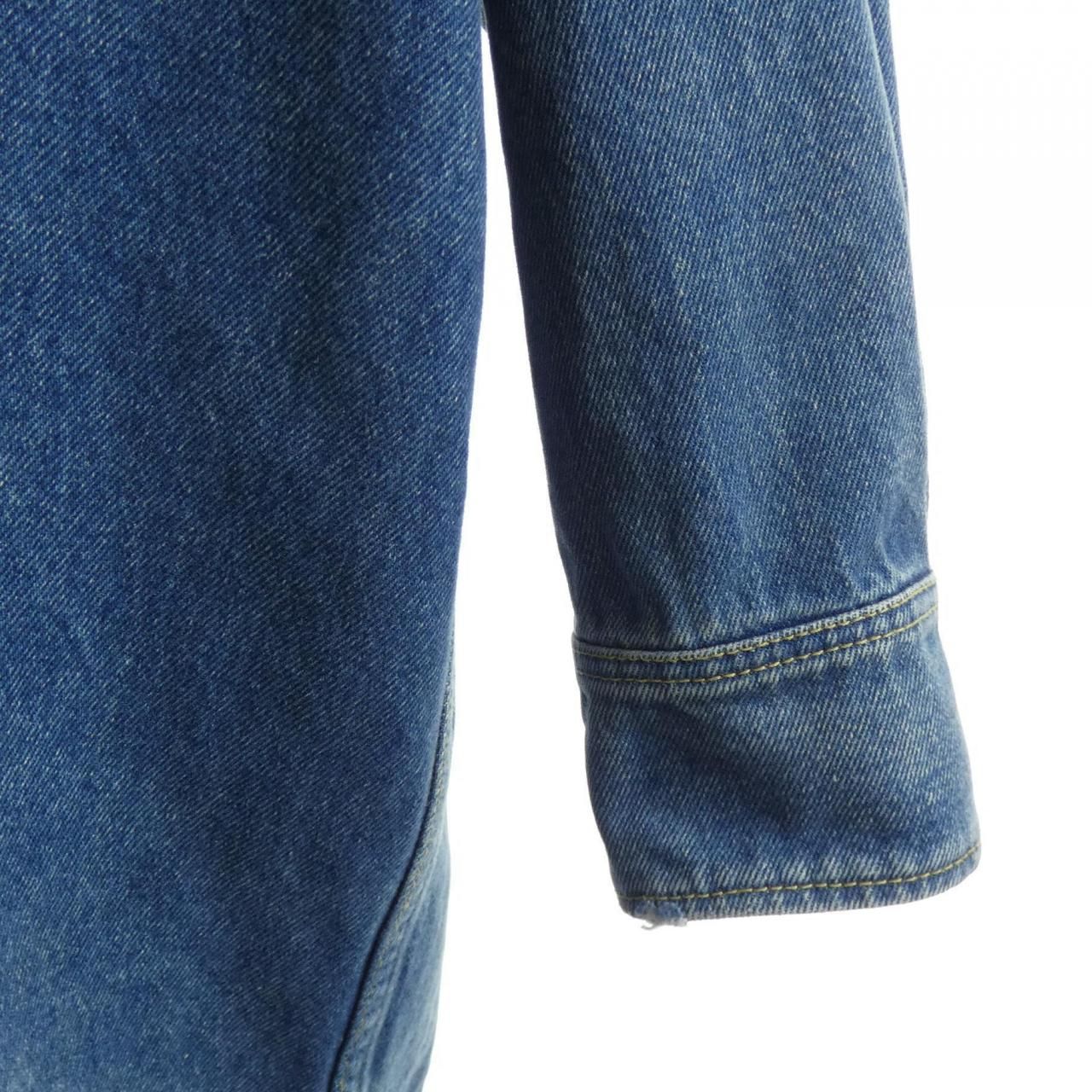 Prada Triangle Logo Oversize Organic Denim Shirt — view 6