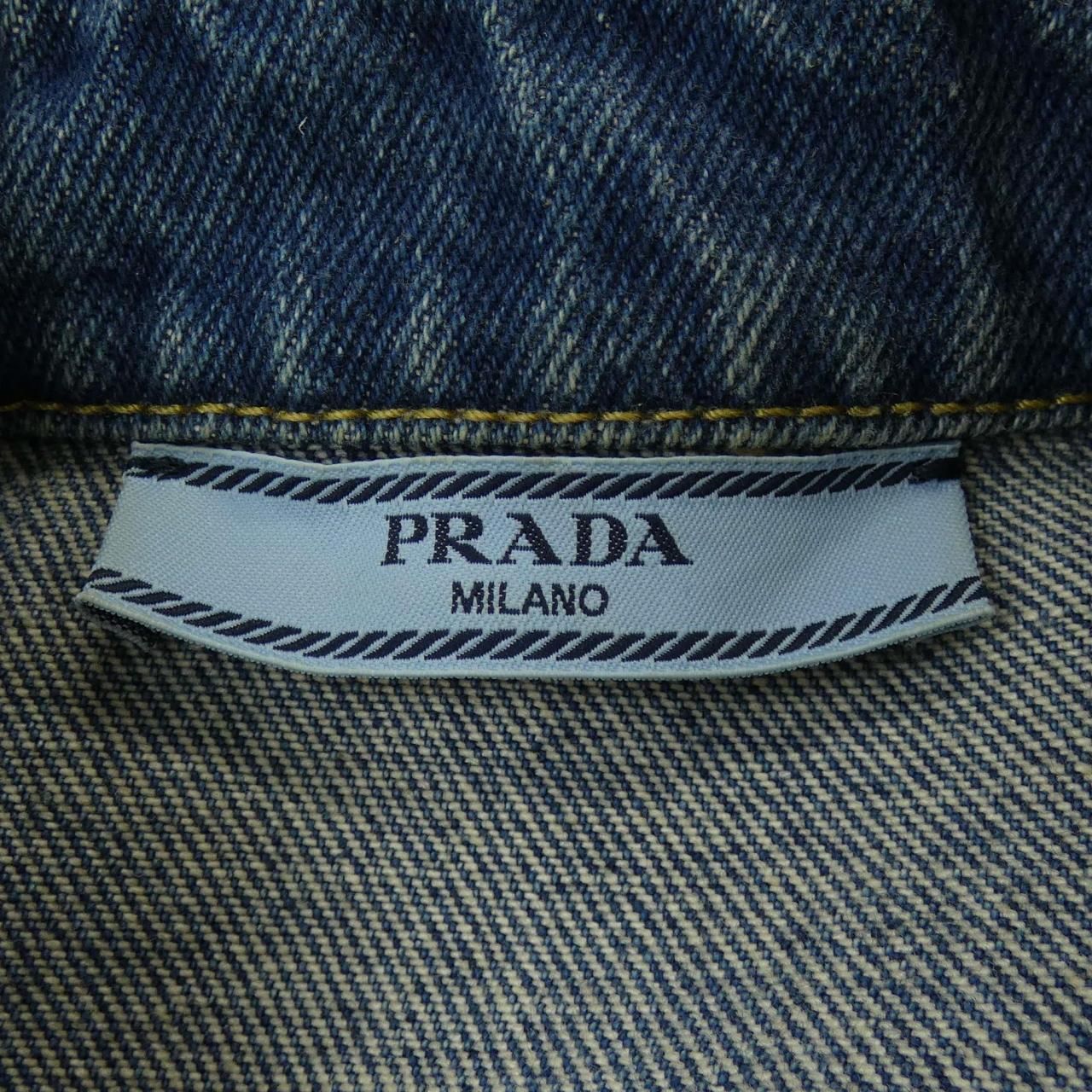 Prada Triangle Logo Oversize Organic Denim Shirt — view 4