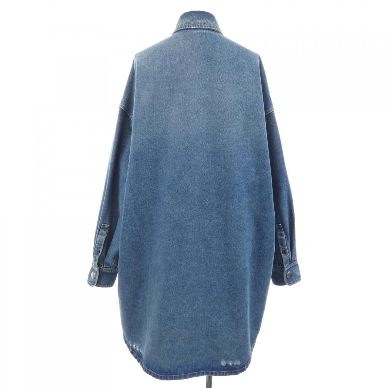 Prada Triangle Logo Oversize Organic Denim Shirt — view 2