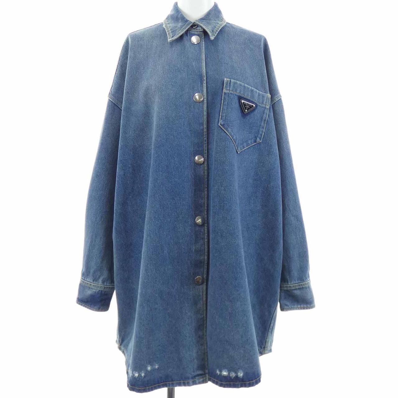 Prada Triangle Logo Oversize Organic Denim Shirt