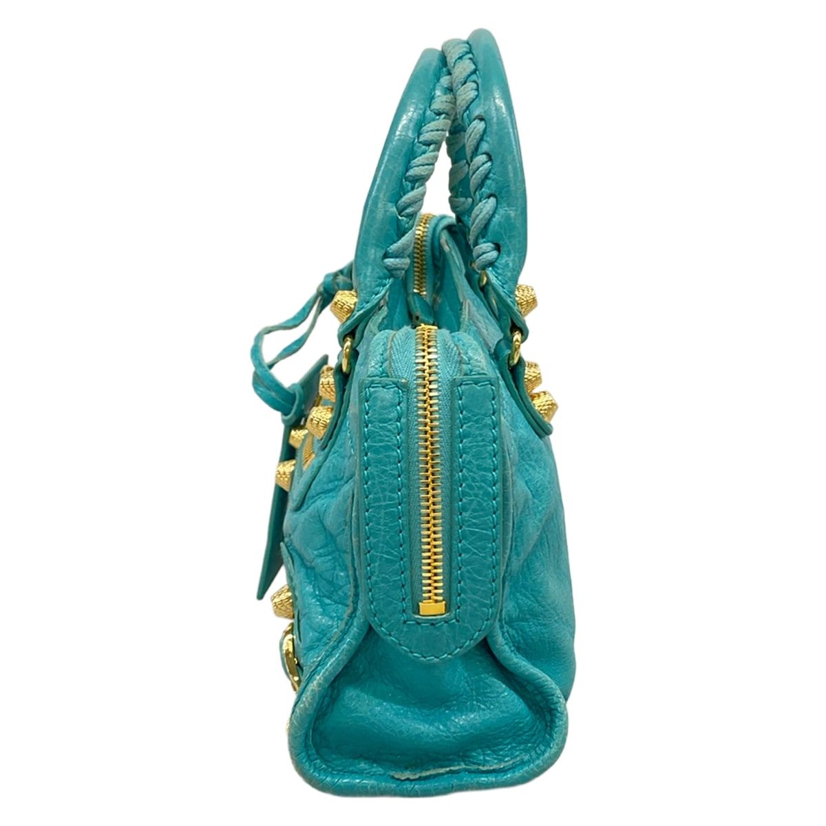 Balenciaga Handbag the Giant Mini City Blue Green Leather — view 4