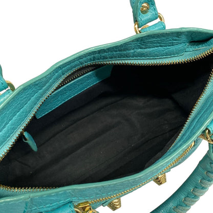 Balenciaga Handbag the Giant Mini City Blue Green Leather — view 7
