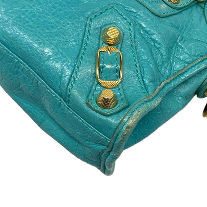 Balenciaga Handbag the Giant Mini City Blue Green Leather — view 6