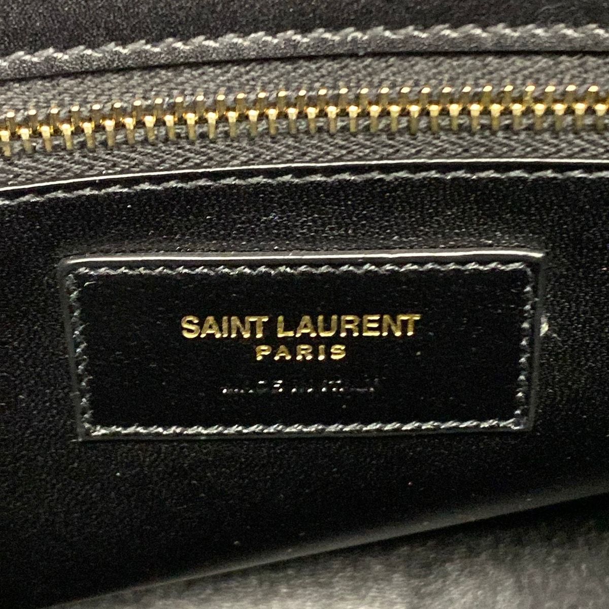 Saint Laurent Paris Handbag Fermoir Top Handle Bag Black Leather — view 9