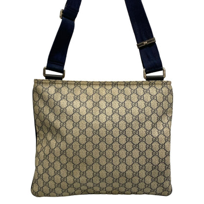 Gucci Shoulder Bag GG Plus Supreme Dark Navy Beige Leather — view 3