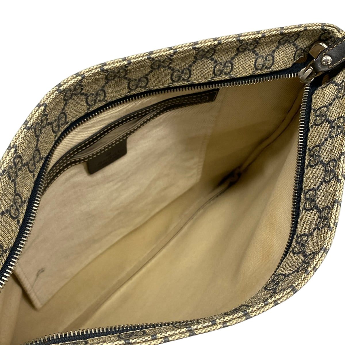 Gucci Shoulder Bag GG Plus Supreme Dark Navy Beige Leather — view 7