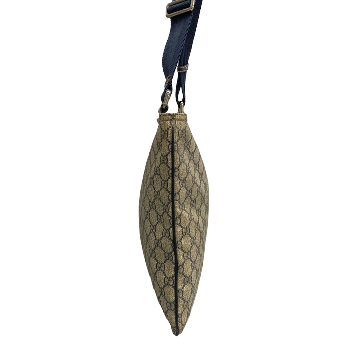 Gucci Shoulder Bag GG Plus Supreme Dark Navy Beige Leather — view 4