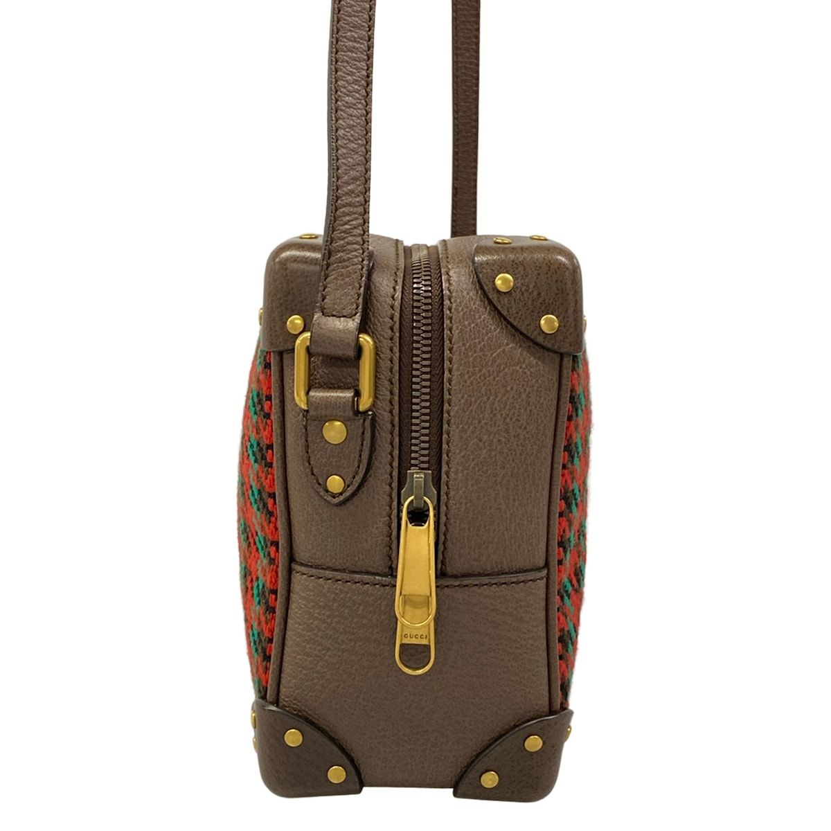 Gucci Shoulder Bag Interlocking Red Dark Brown Multi Wool Leather — view 2