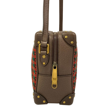 Gucci Shoulder Bag Interlocking Red Dark Brown Multi Wool Leather — view 2