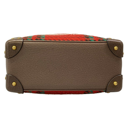 Gucci Shoulder Bag Interlocking Red Dark Brown Multi Wool Leather — view 5