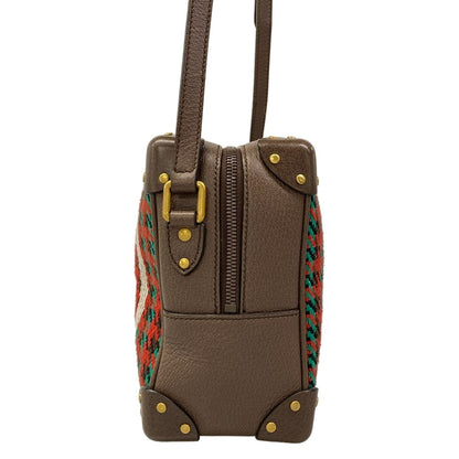 Gucci Shoulder Bag Interlocking Red Dark Brown Multi Wool Leather — view 4