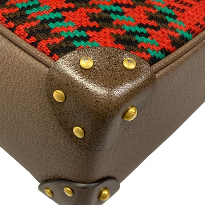 Gucci Shoulder Bag Interlocking Red Dark Brown Multi Wool Leather — view 6