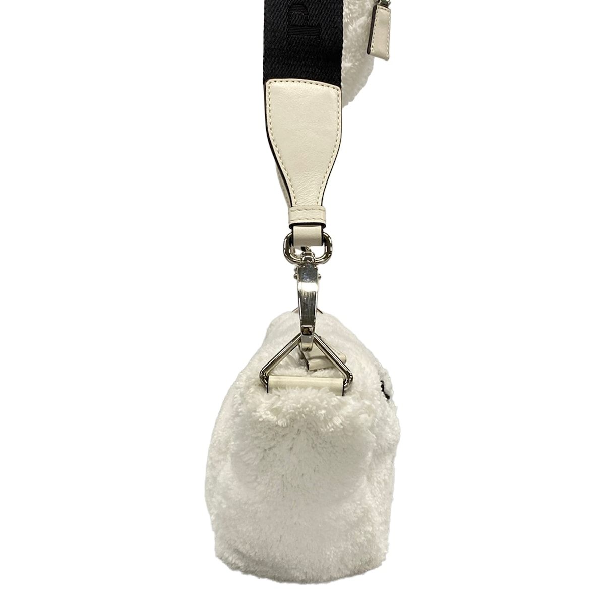 Prada Shoulder Bag Terry White Black Strap Removable — view 2