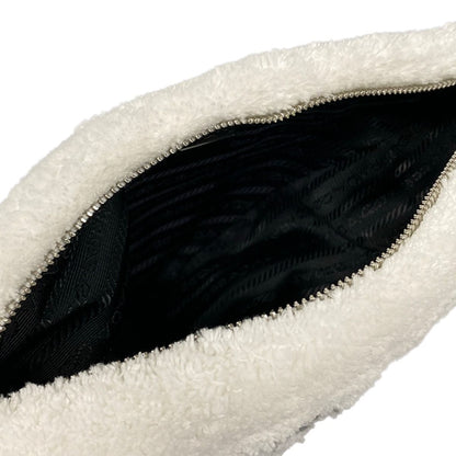 Prada Shoulder Bag Terry White Black Strap Removable — view 7