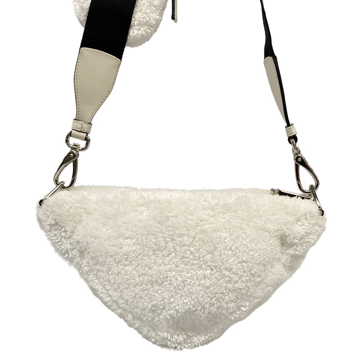 Prada Shoulder Bag Terry White Black Strap Removable — view 3