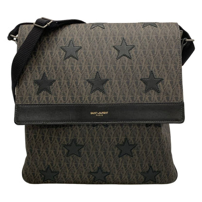 Saint Laurent Paris Shoulder Bag Black Beige Star Leather