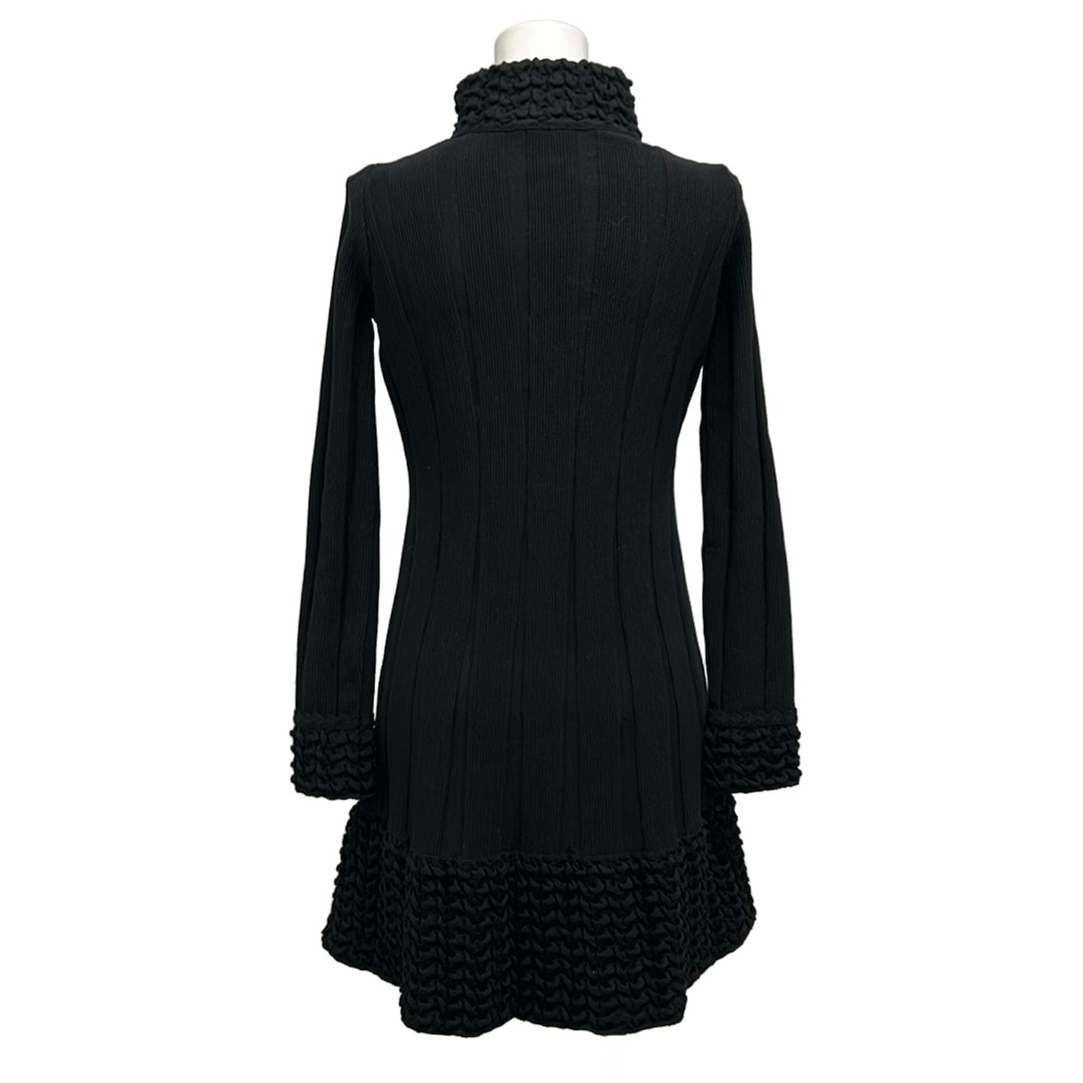 Chanel Dress 34 S Black Long Sleeve Knee Length Knit Wool — view 2
