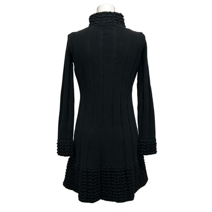 Chanel Dress 34 S Black Long Sleeve Knee Length Knit Wool — view 2