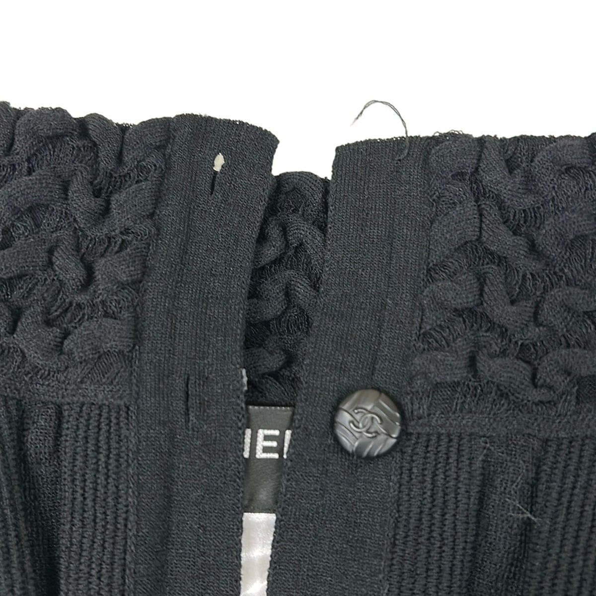 Chanel Dress 34 S Black Long Sleeve Knee Length Knit Wool — view 9