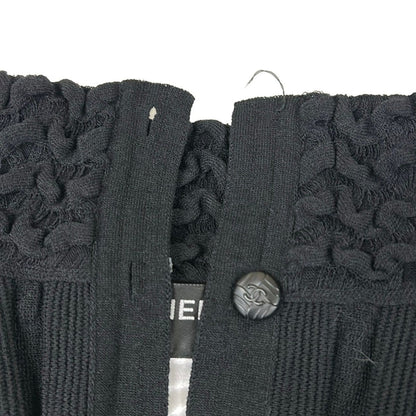 Chanel Dress 34 S Black Long Sleeve Knee Length Knit Wool — view 9