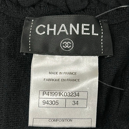 Chanel Dress 34 S Black Long Sleeve Knee Length Knit Wool — view 3