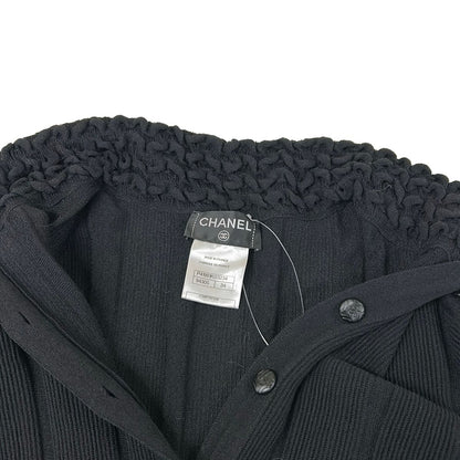 Chanel Dress 34 S Black Long Sleeve Knee Length Knit Wool — view 7