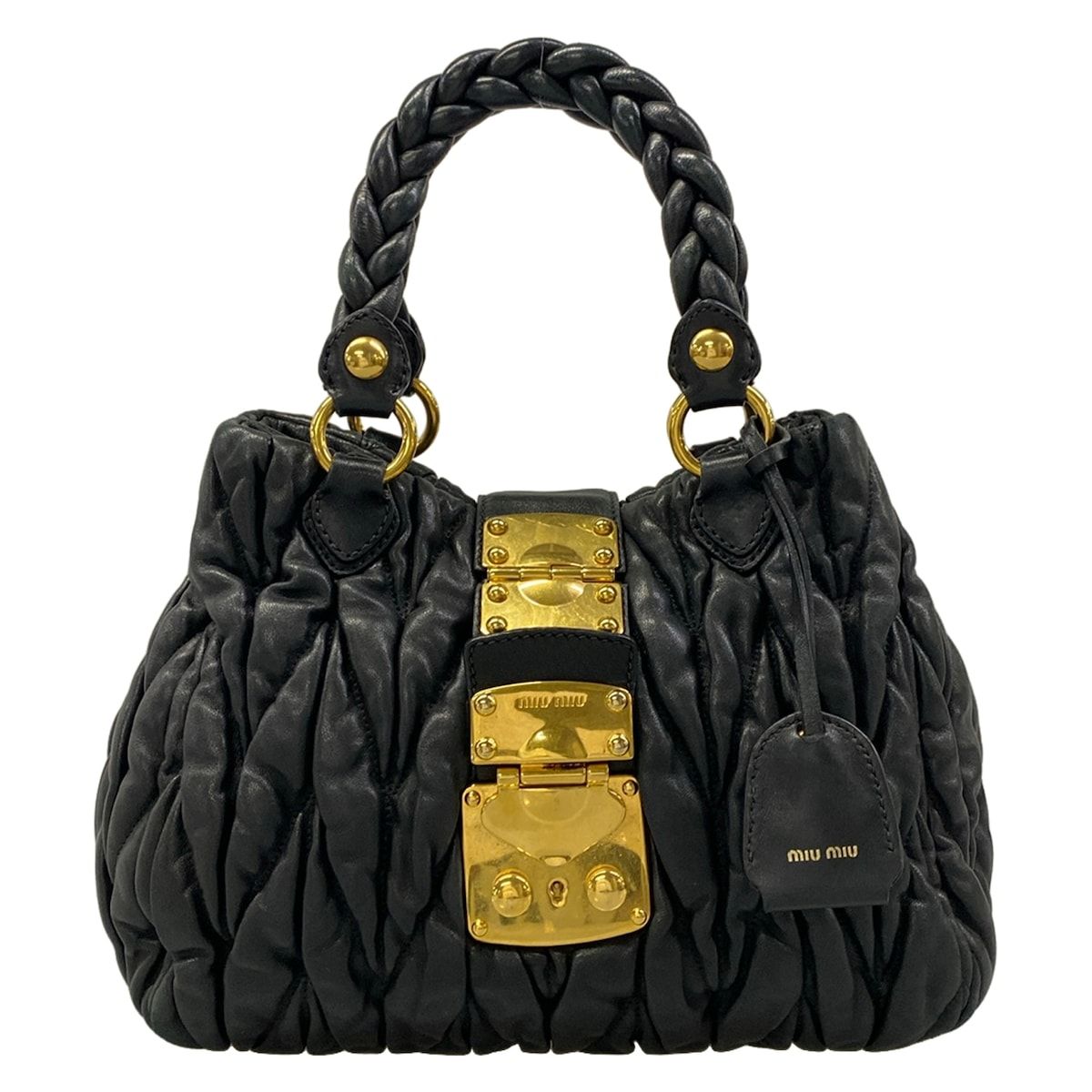 Miu Miu Handbag Matelasse Black Leather