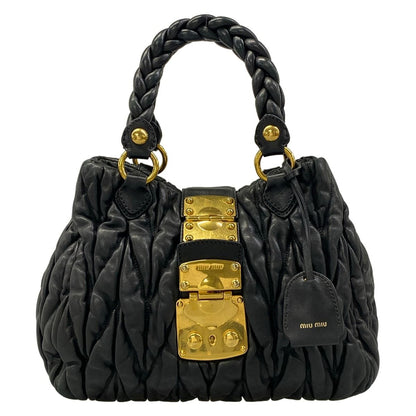 Miu Miu Handbag Matelasse Black Leather