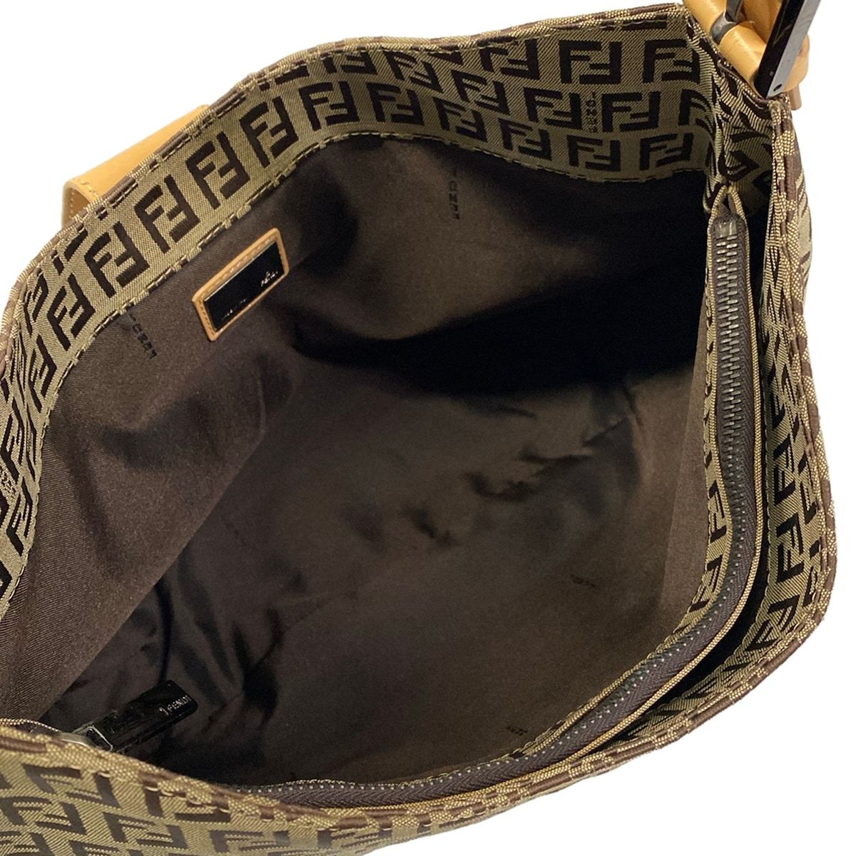 Fendi Shoulder Bag Zucca Pattern Beige Dark Brown Light Leather — view 7