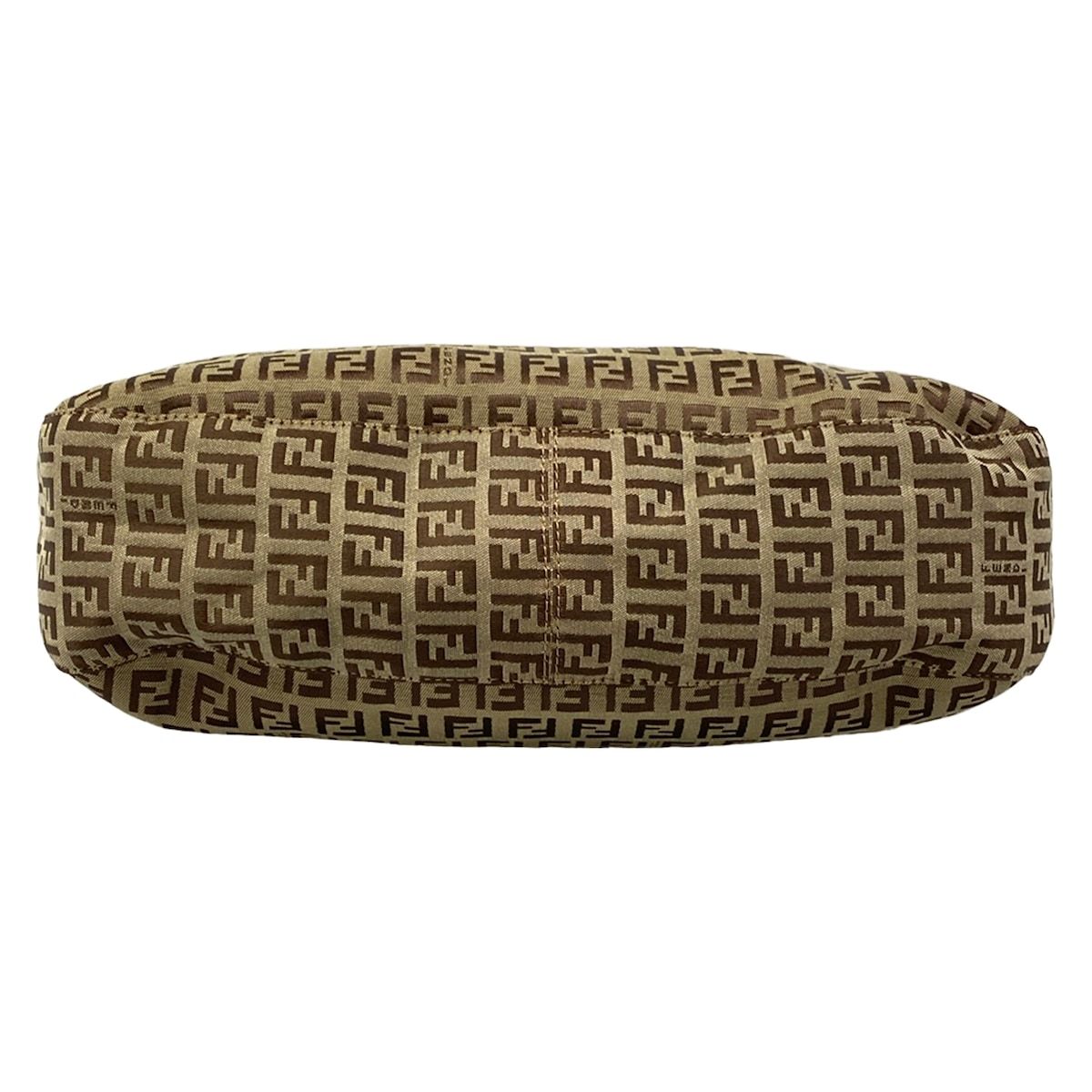 Fendi Shoulder Bag Zucca Pattern Beige Dark Brown Light Leather — view 5