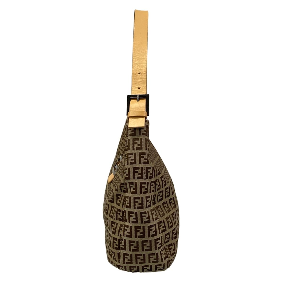 Fendi Shoulder Bag Zucca Pattern Beige Dark Brown Light Leather — view 4