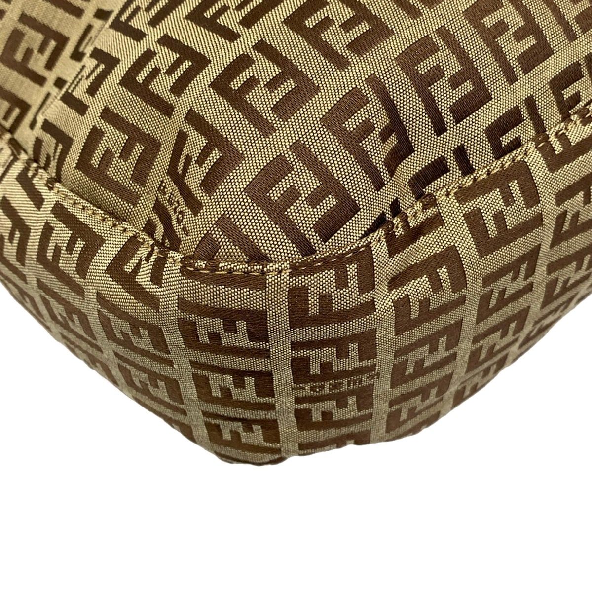 Fendi Shoulder Bag Zucca Pattern Beige Dark Brown Light Leather — view 6