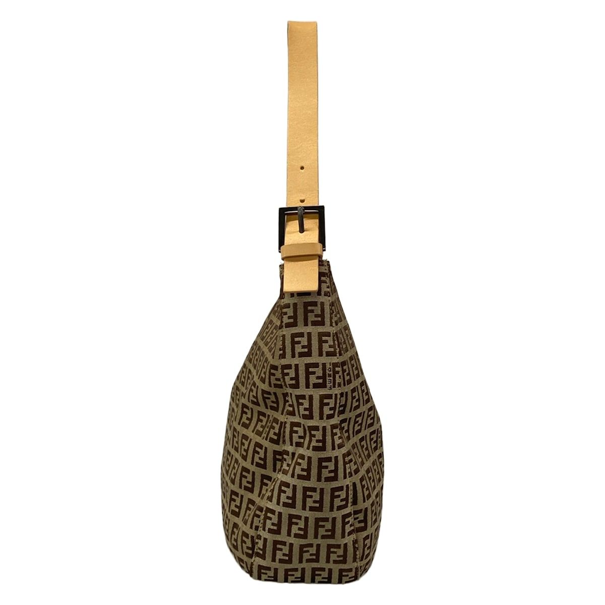 Fendi Shoulder Bag Zucca Pattern Beige Dark Brown Light Leather — view 2