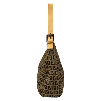Fendi Shoulder Bag Zucca Pattern Beige Dark Brown Light Leather — view 2