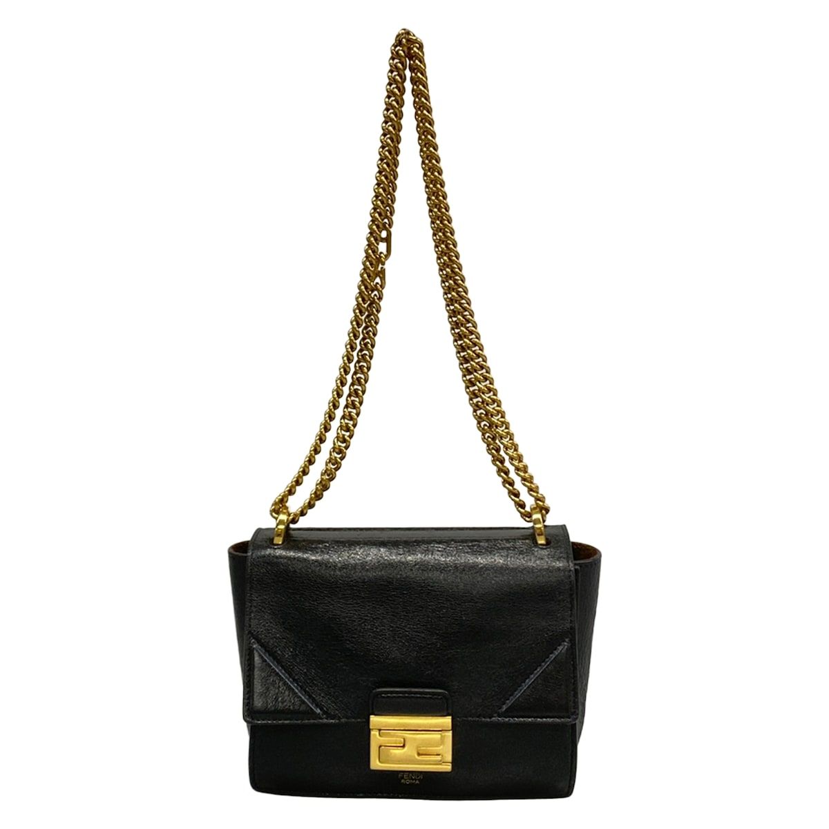 Fendi Shoulder Bag Canyu Black Chain Leather