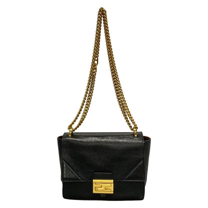 Fendi Shoulder Bag Canyu Black Chain Leather