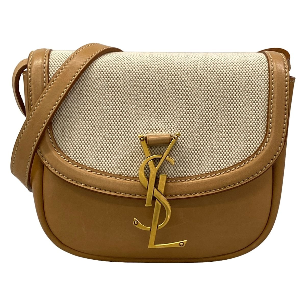 Saint Laurent Paris Shoulder Bag Kaia Small Satchel Ivory Light Brown Leather
