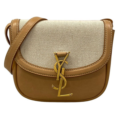 Saint Laurent Paris Shoulder Bag Kaia Small Satchel Ivory Light Brown Leather