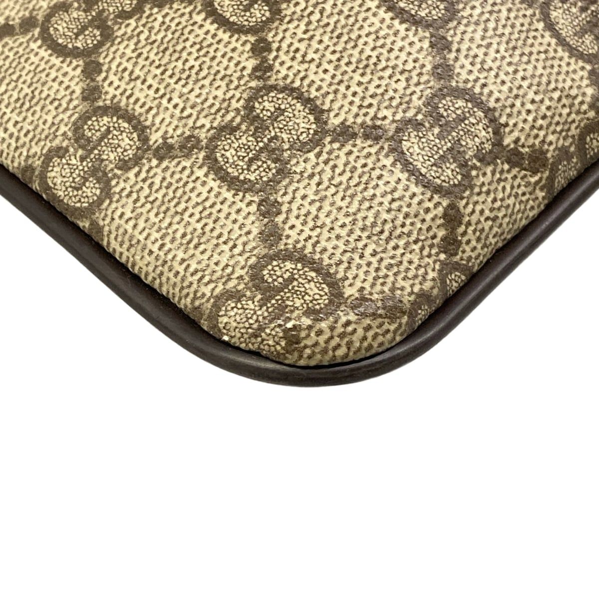Gucci Shoulder Bag GG Plus Supreme Beige Dark Brown Leather — view 6