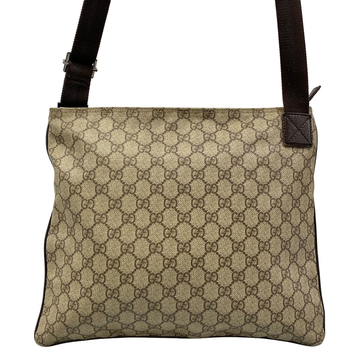 Gucci Shoulder Bag GG Plus Supreme Beige Dark Brown Leather — view 3